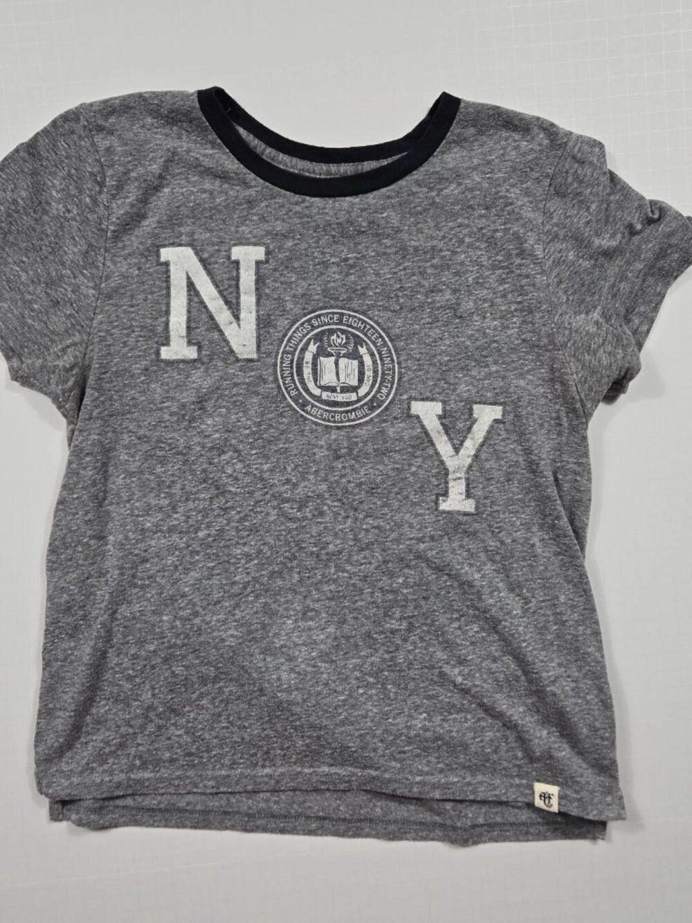 Abercrombie & Fitch Tee Women's XS Y2K Style Soft Graphic Shirt New York Gray